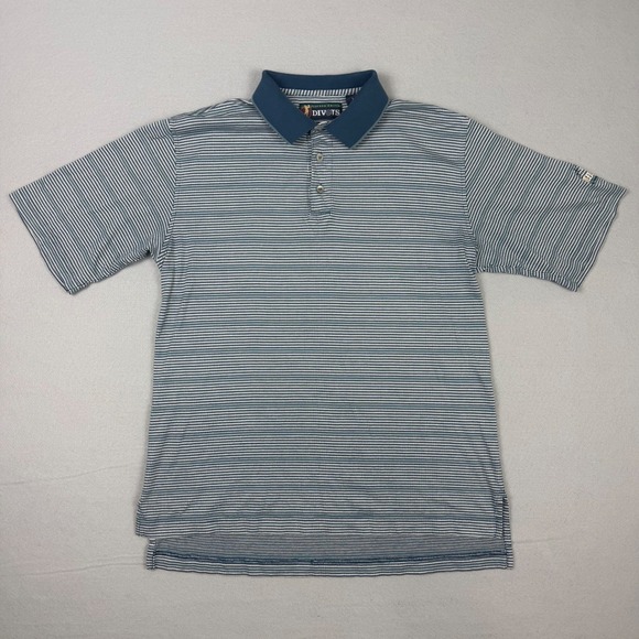 Divots Other - Divots Men's Large Blue Striped Pima Mercerized‎ Cotton Golf Polo Shirt